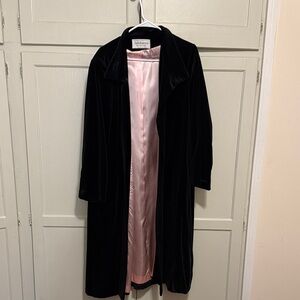 Vintage Velvet Black Cloak with Soft Silky Pink Interior